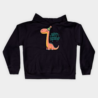 Kawaii Happy Birthday Dinosaur Brontosaurus Party Kids Hoodie